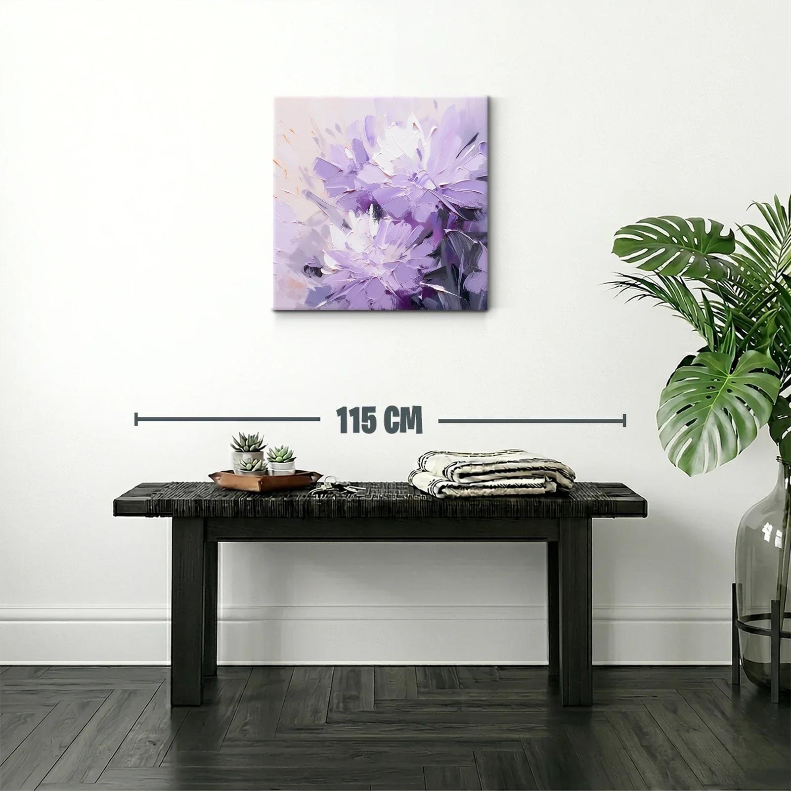 Cuadro flores lilas con toques de blanco y gris elegante — miniatura 2