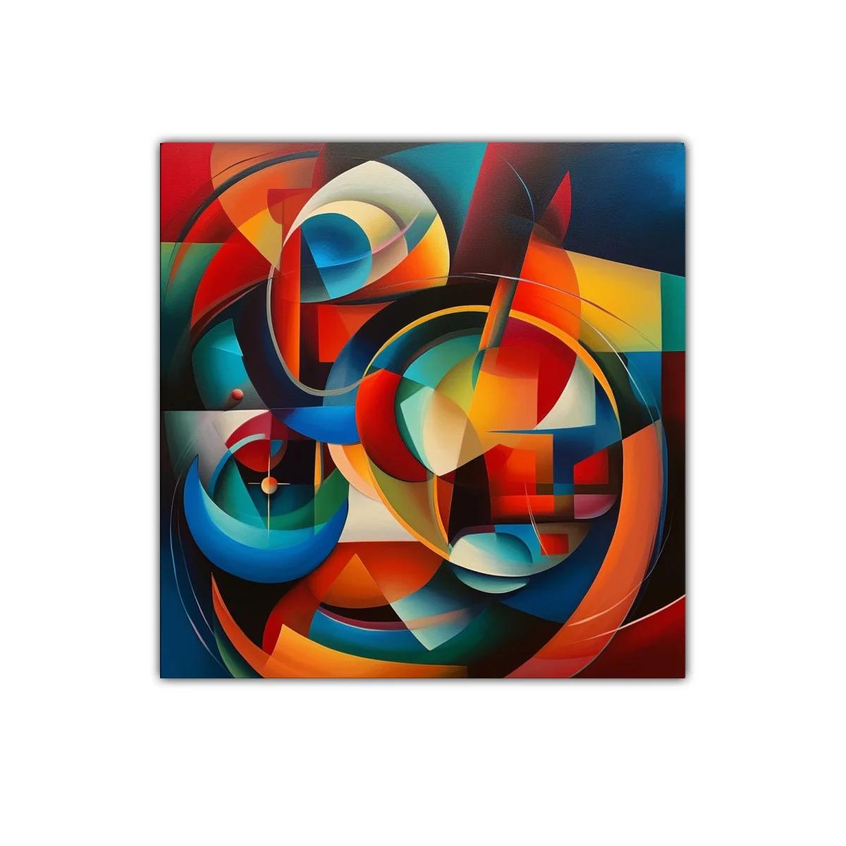 Cuadro Abstracto con Formas Dinámicas y Colores Vibrantes