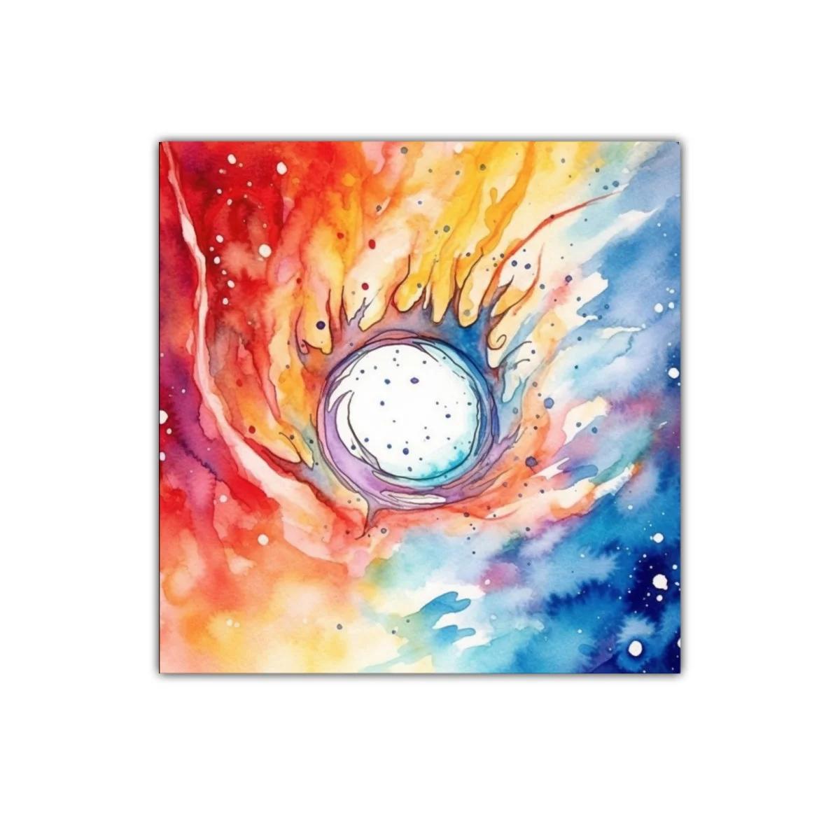 Cuadro abstracto con remolino de colores vivos y energía dinámica