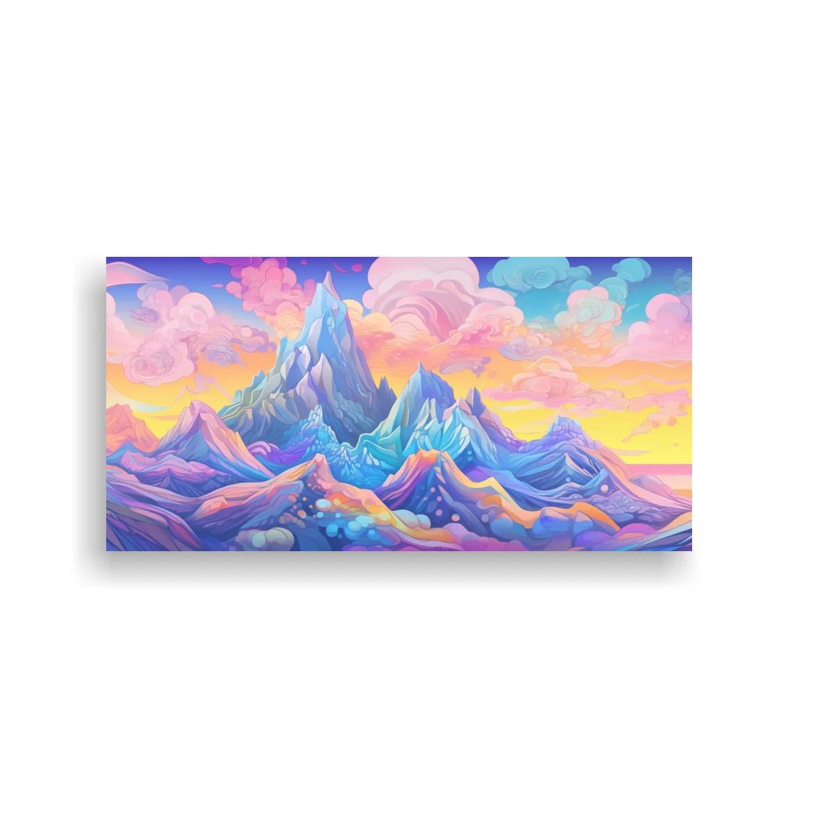 Cuadro montañas fantásticas con nubes envolventes