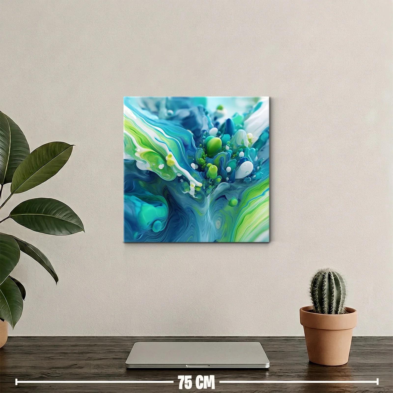 Abstracción orgánica en tonos azules y verdes vibrantes — miniatura 2
