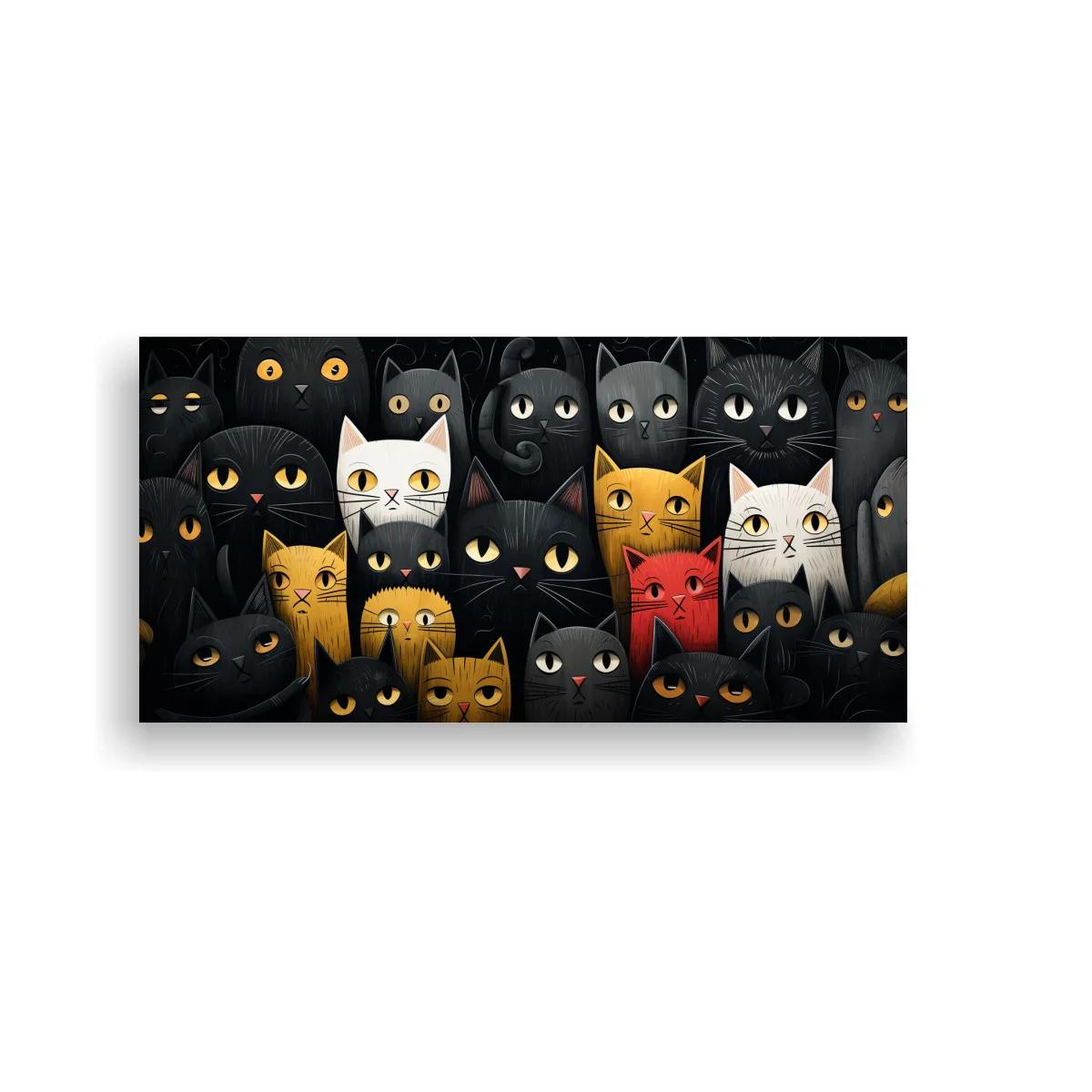 Cuadro grupo de gatos con ojos brillantes