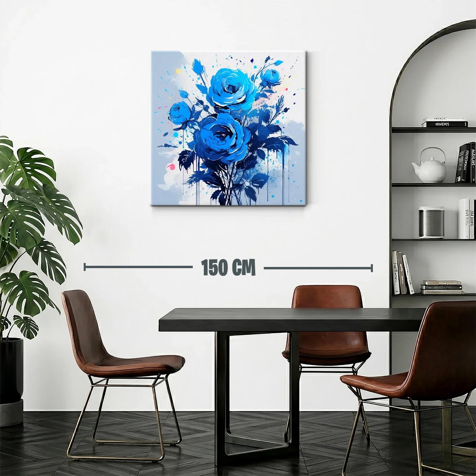 Ramo de rosas azules con pinceladas expresivas — miniatura 2