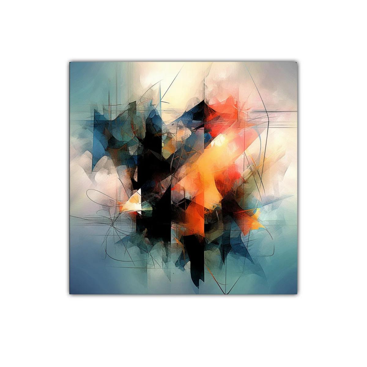 Composición abstracta con tonos cálidos y fríos vibrantes — imagen principal