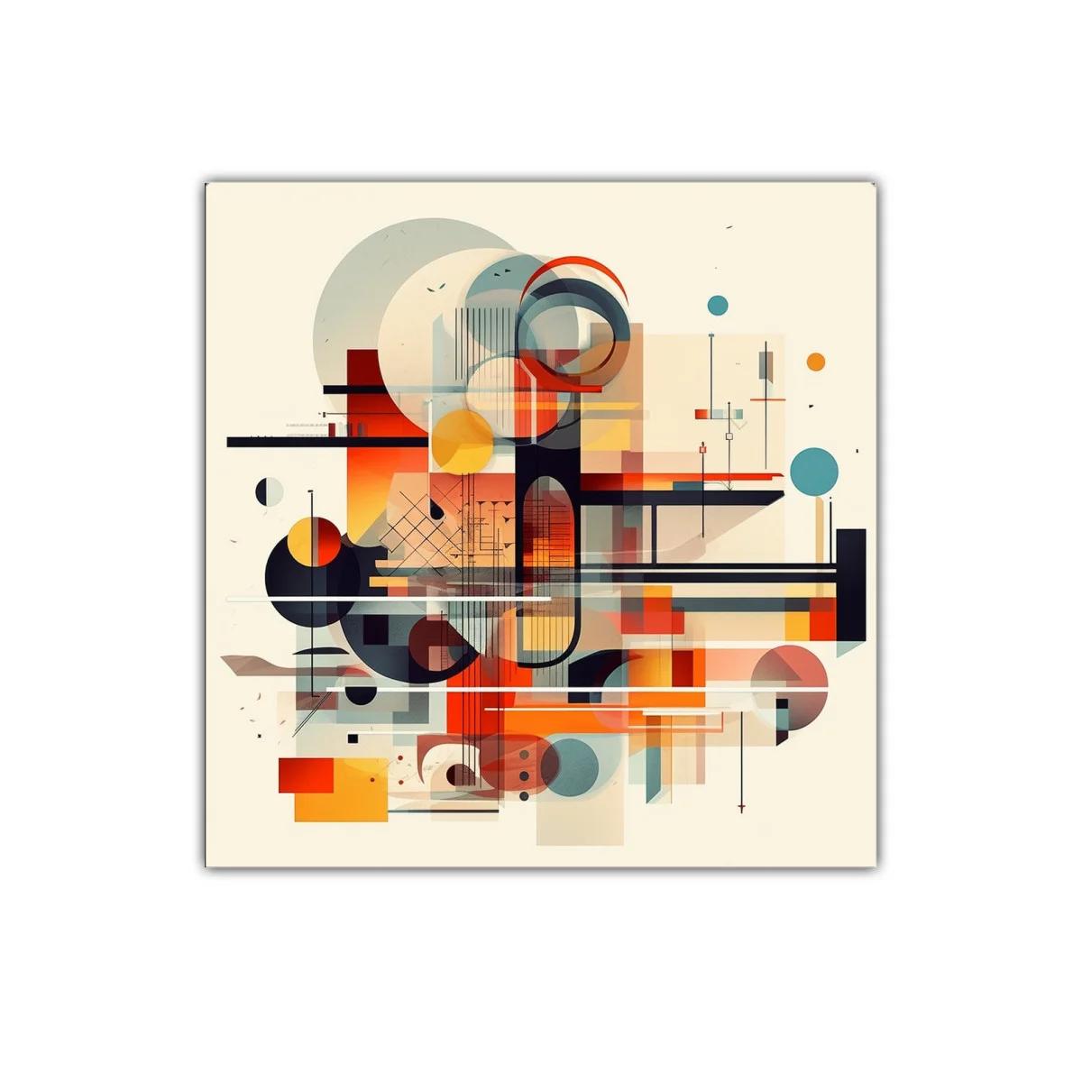 Composición geométrica abstracta en tonos cálidos y fríos