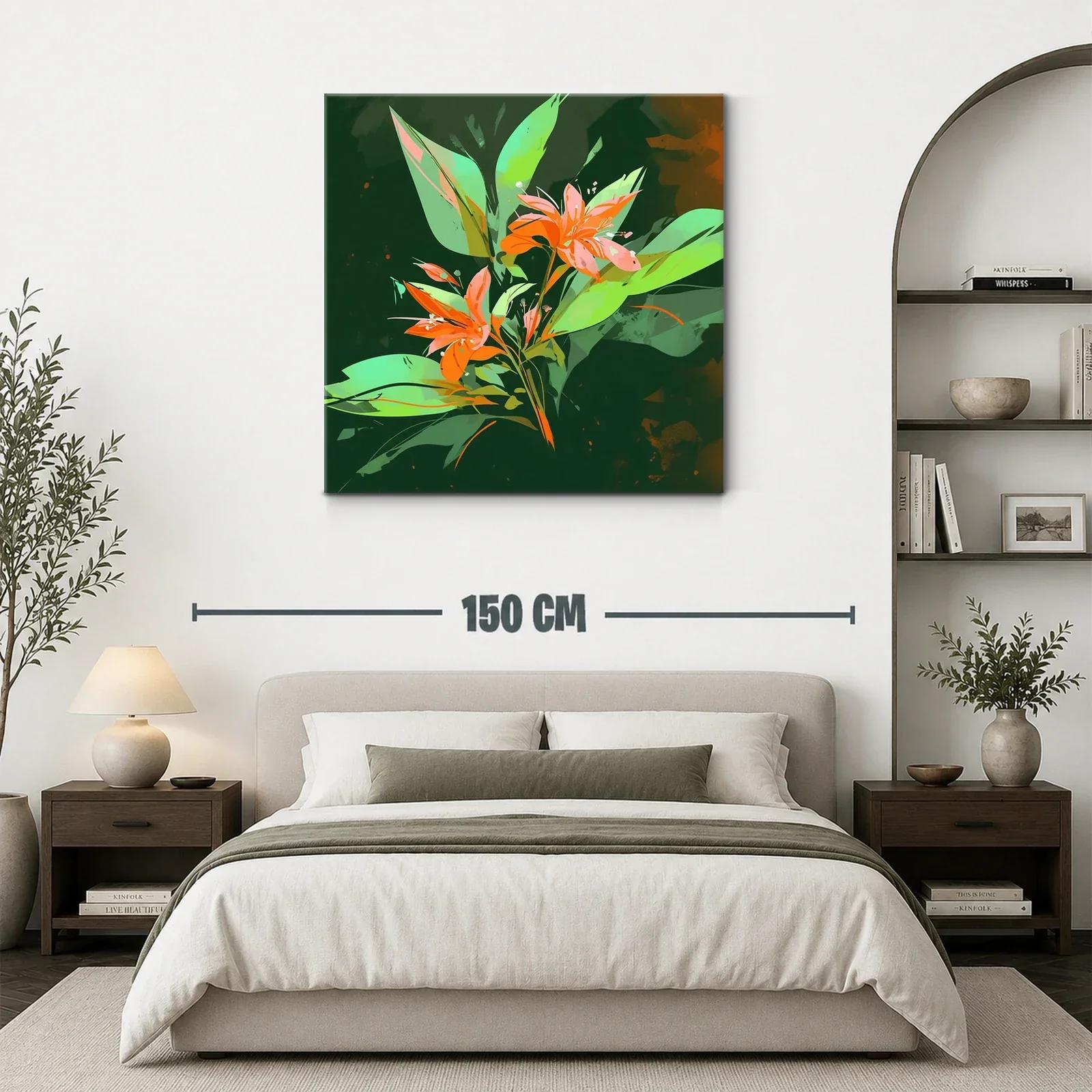 Flores naranjas vibrantes sobre fondo verde oscuro — miniatura 3