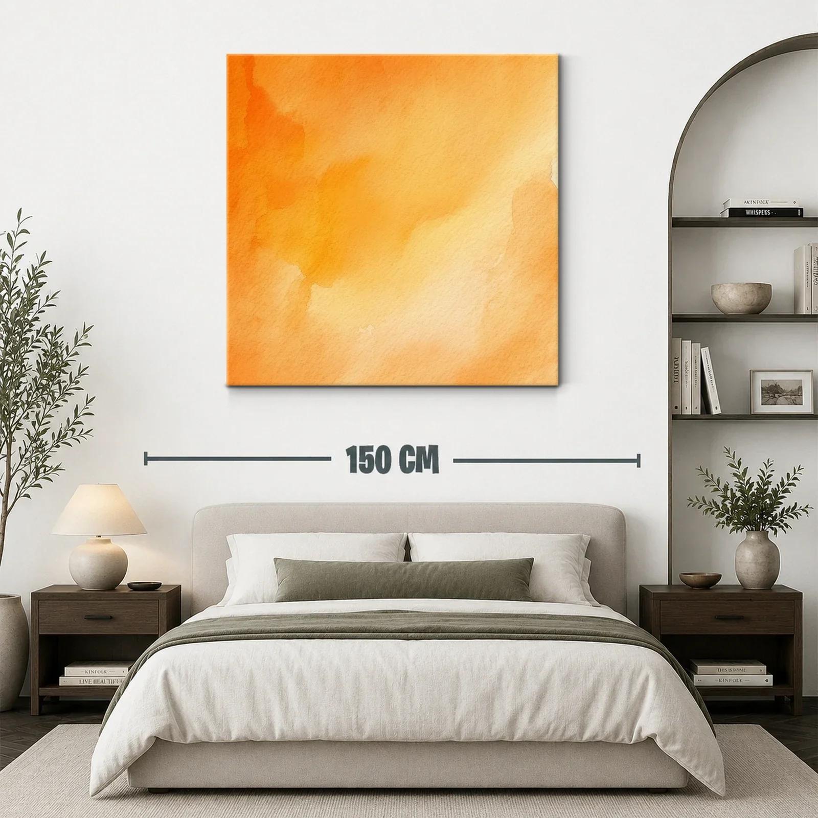 Cuadro abstracto con tonos cálidos en naranja y amarillo — miniatura 3