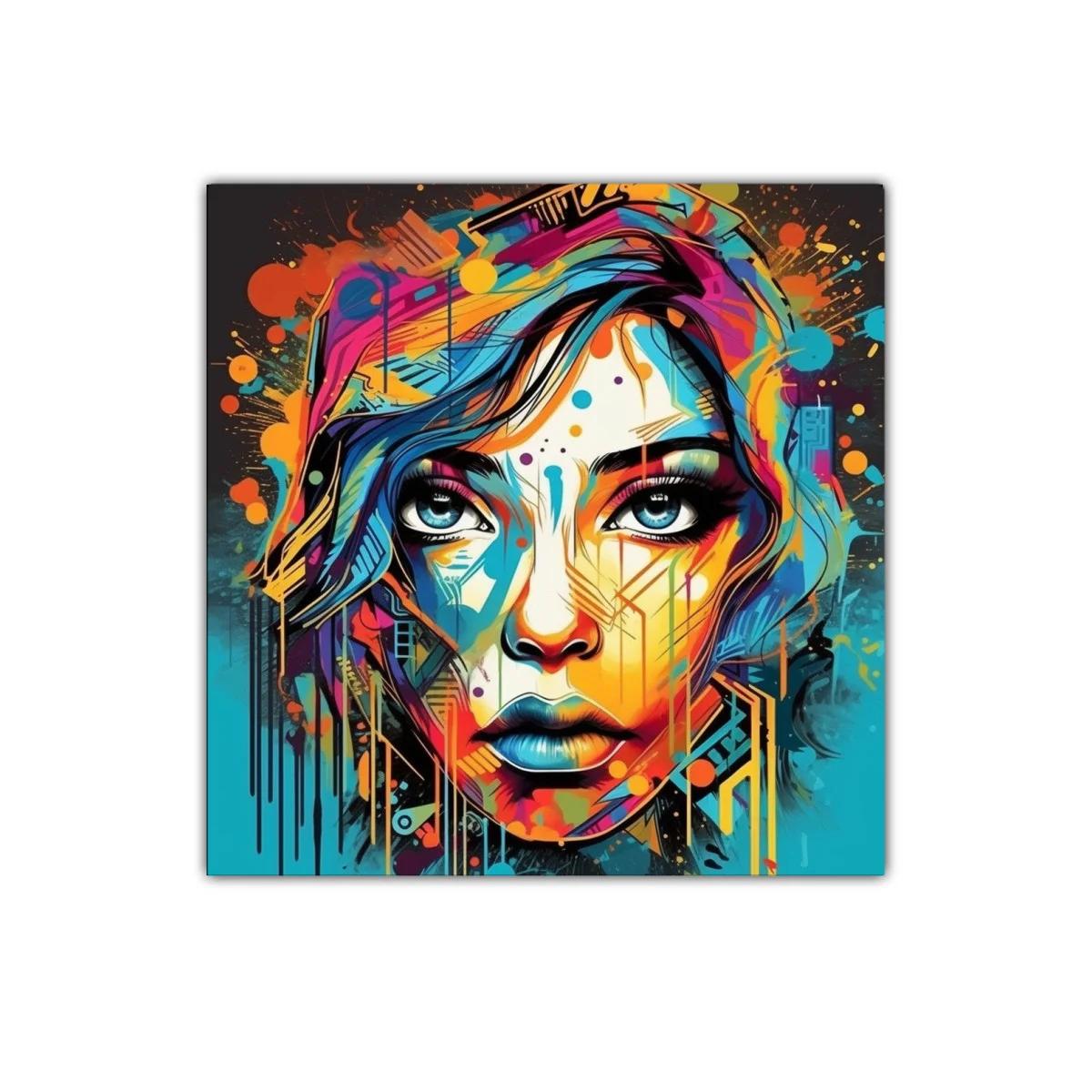 Retrato abstracto vibrante con rostros femeninos impactantes — imagen principal