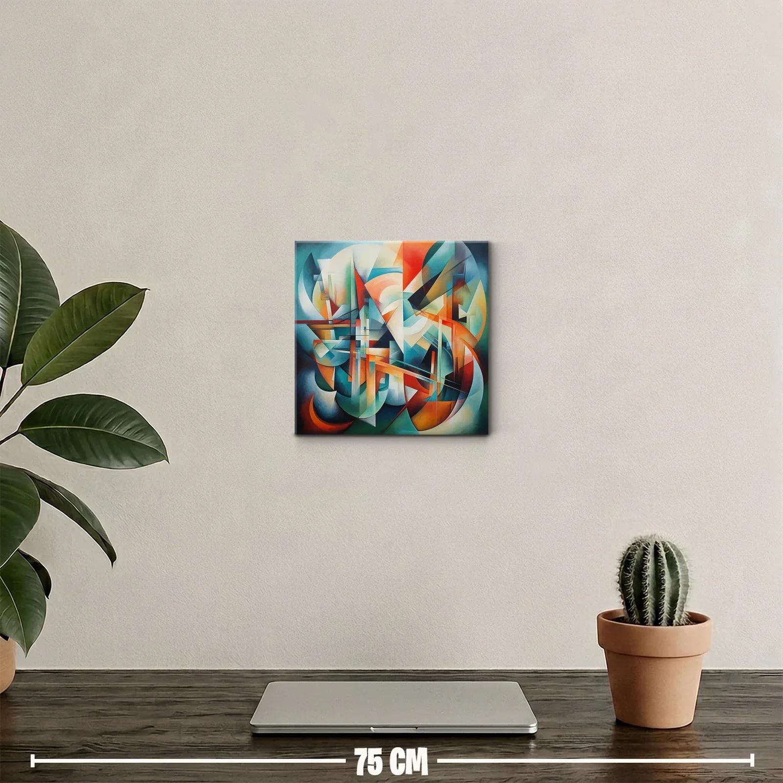 Cuadro abstracto con formas geométricas y colores vibrantes — miniatura 2