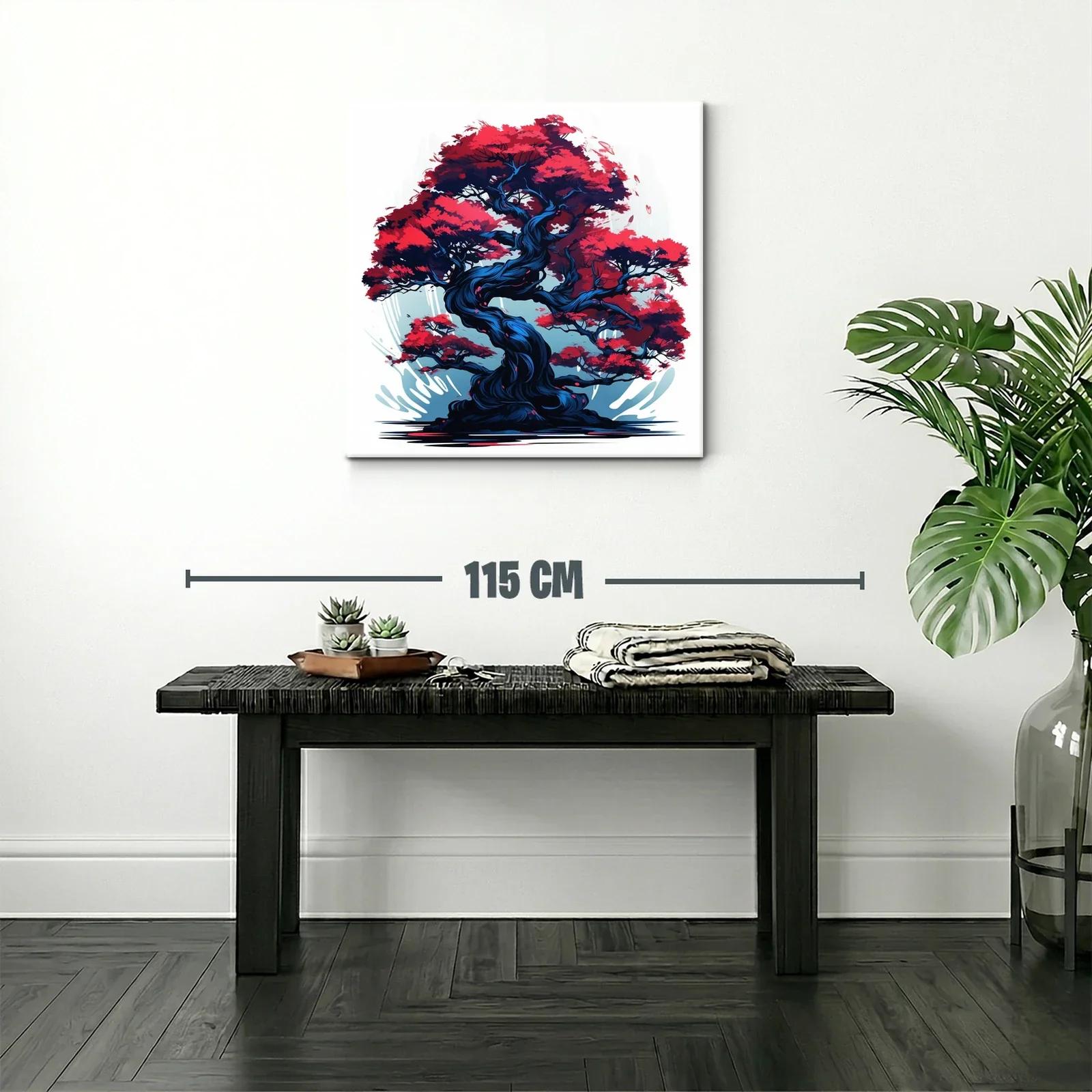Árbol elegante con follaje rojo vibrante y tronco azul oscuro — miniatura 2