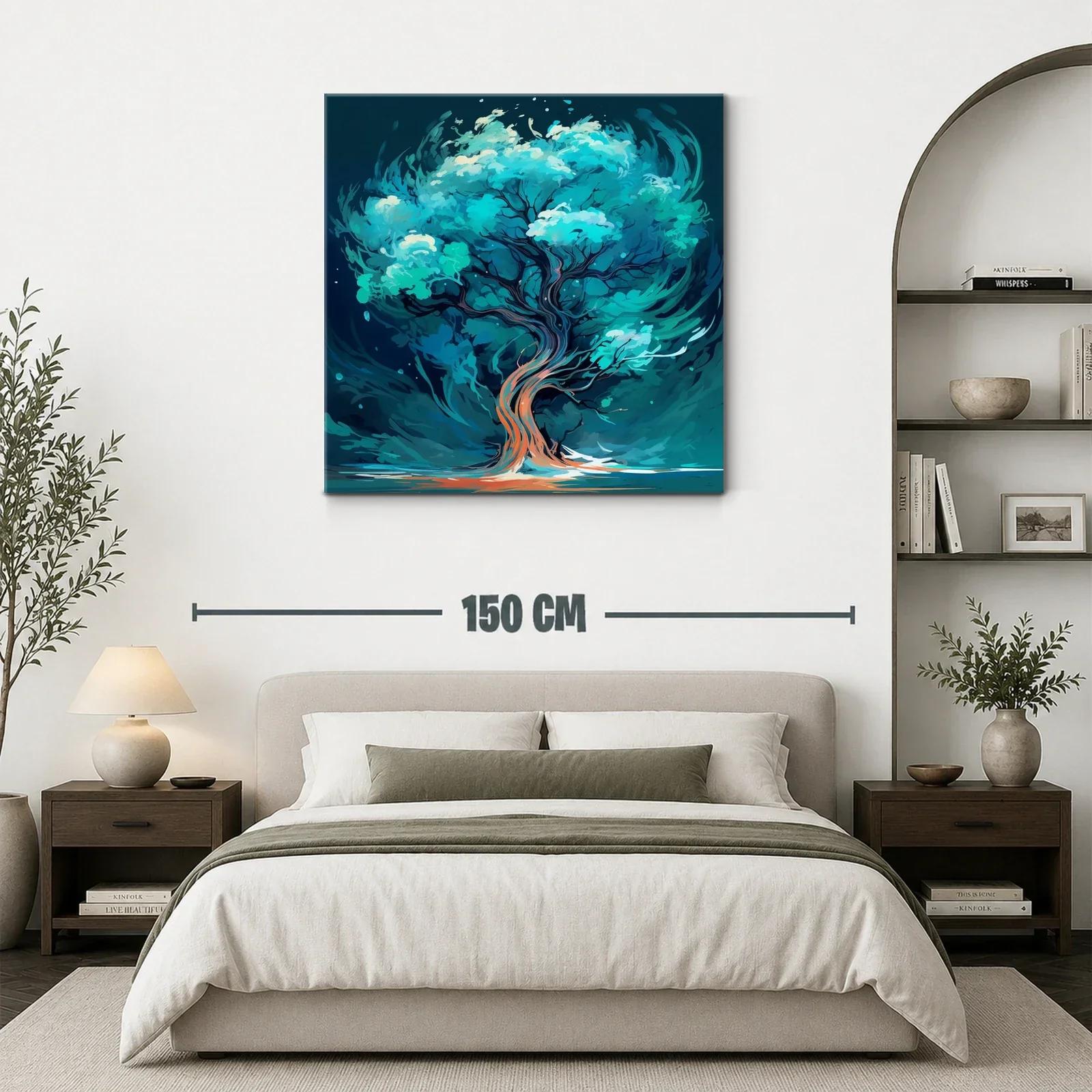 Árbol vibrante en tonos turquesa y azul profundo — miniatura 3