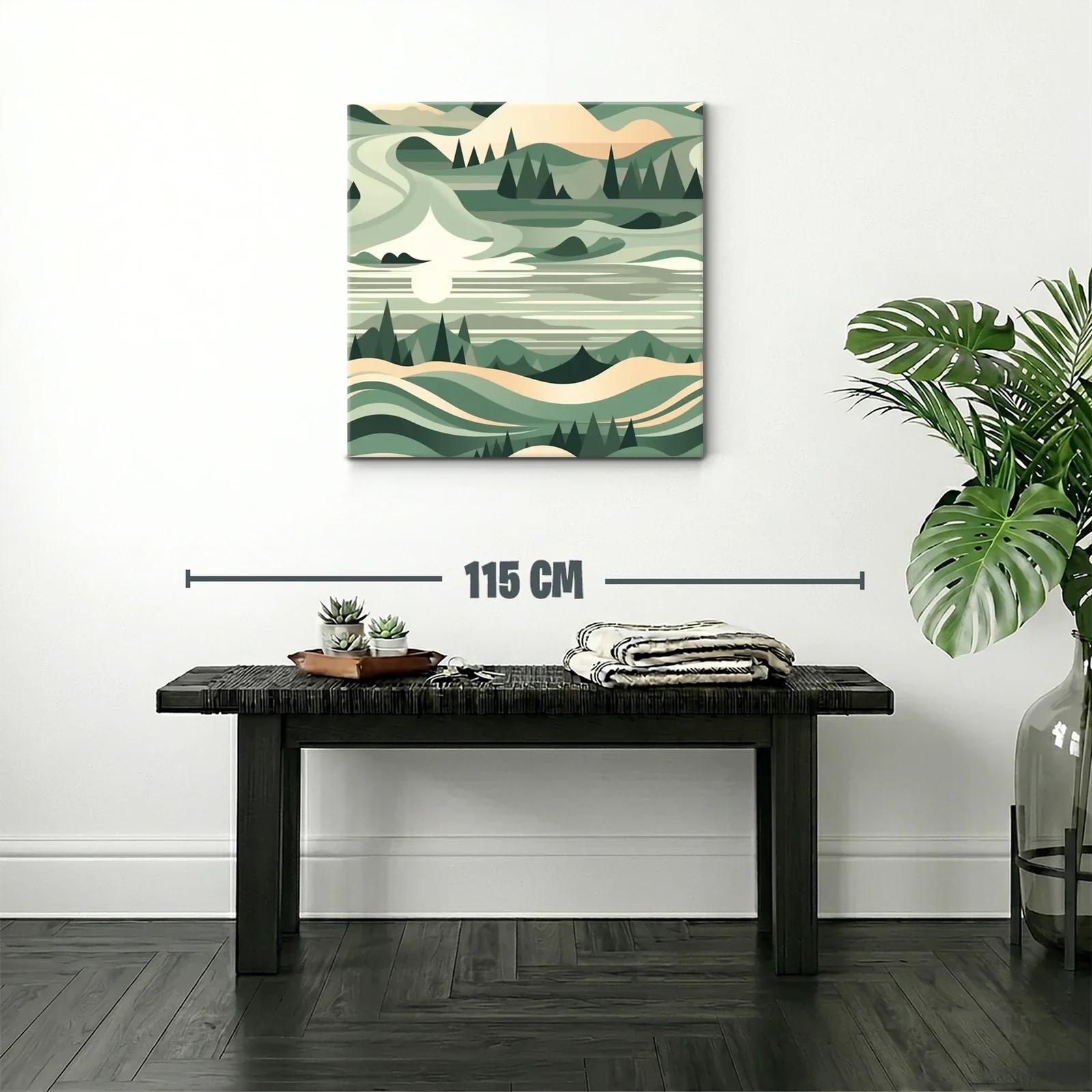 Paisaje abstracto en tonos verdes y beige — miniatura 2