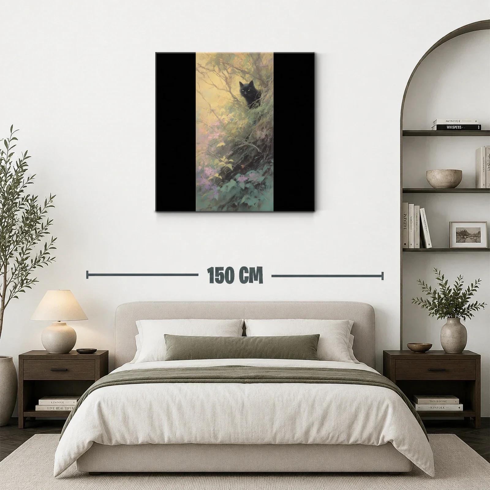 Gato negro en bosque mágico con tonos pastel — miniatura 3