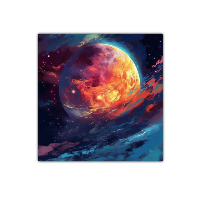 Inspirador planeta en vibrantes tonos cálidos y fríos