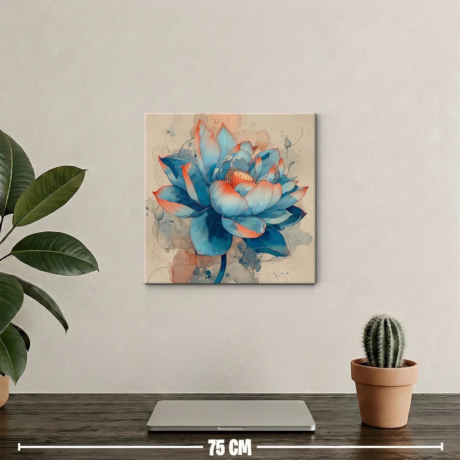 Flor Azul con Detalles Rojizos en Estilo Acuarela — miniatura 2