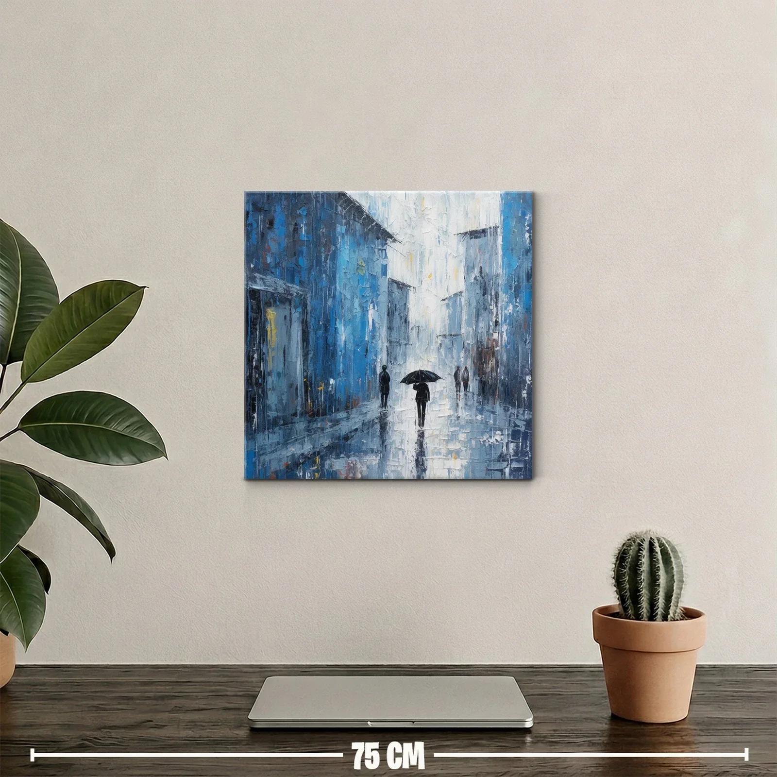 Callejones urbanas en lluvia con tonalidades azules — miniatura 2