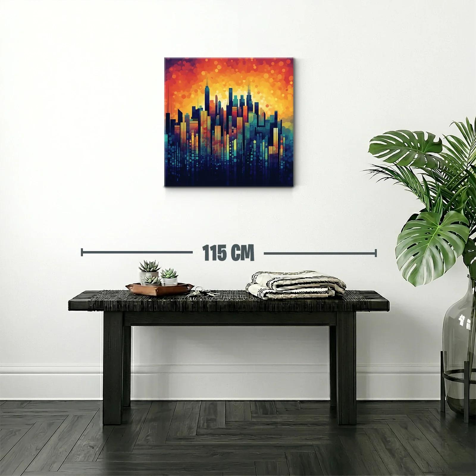 Vibrante skyline urbano con tonos cálidos y fríos contrastantes — miniatura 2