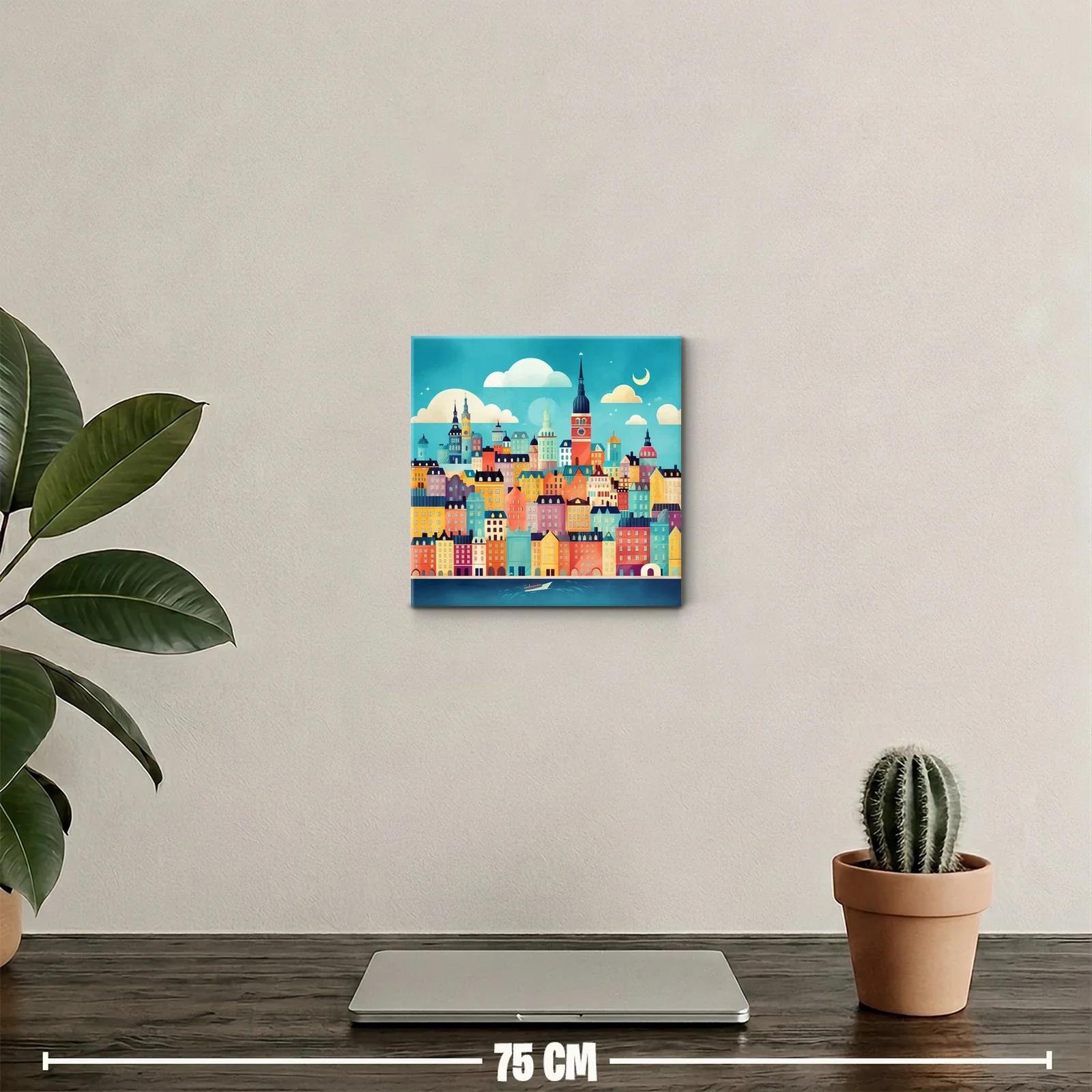 Cuadro ciudad colorida con encanto y estilo moderno — miniatura 2