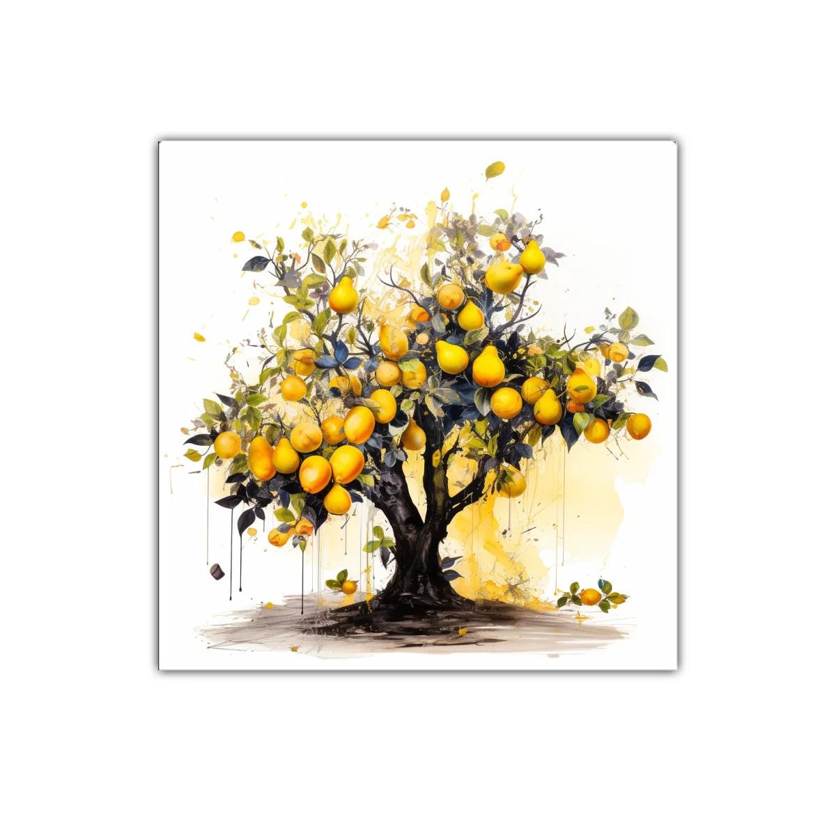 Árbol frutal vibrante con frutos dorados y hojas verdes — imagen principal