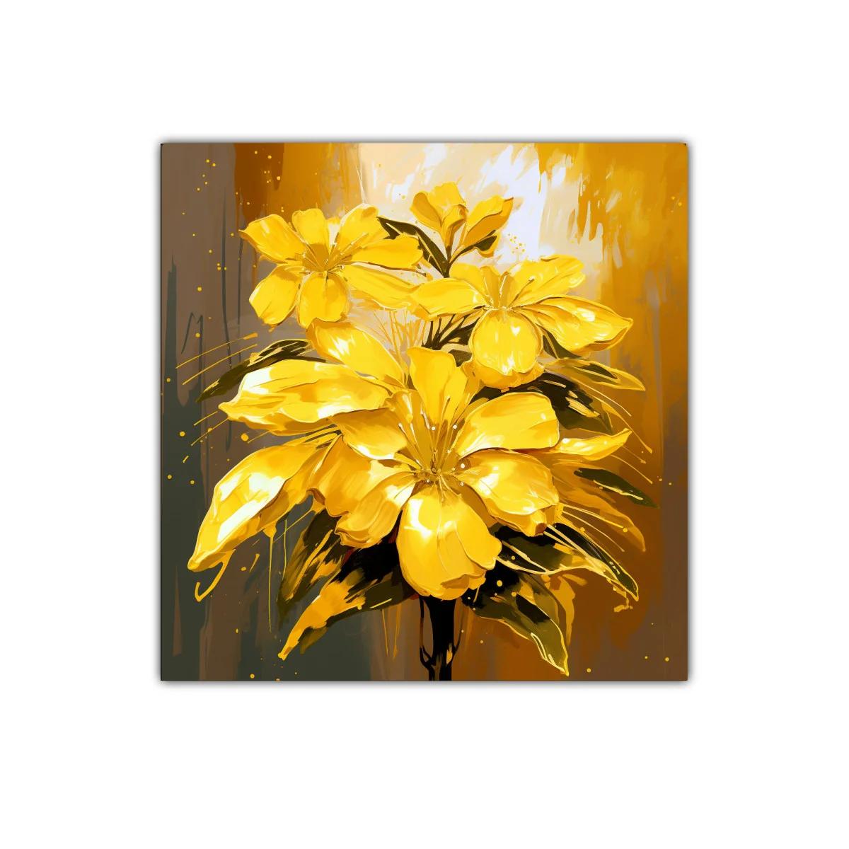 Cuadro decorativo con flores amarillas vibrantes y luz cálida — imagen principal