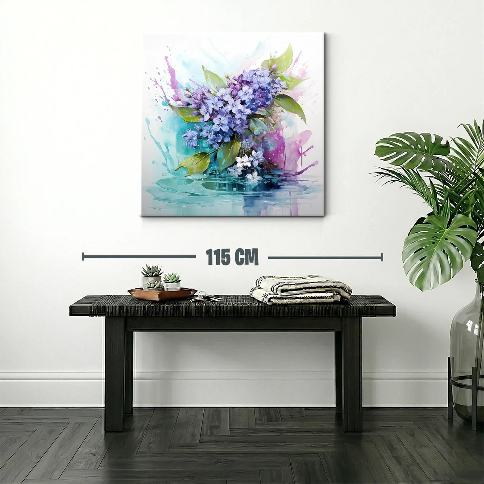 Cuadro floral con lilas y tonos acuarelados suaves — miniatura 2