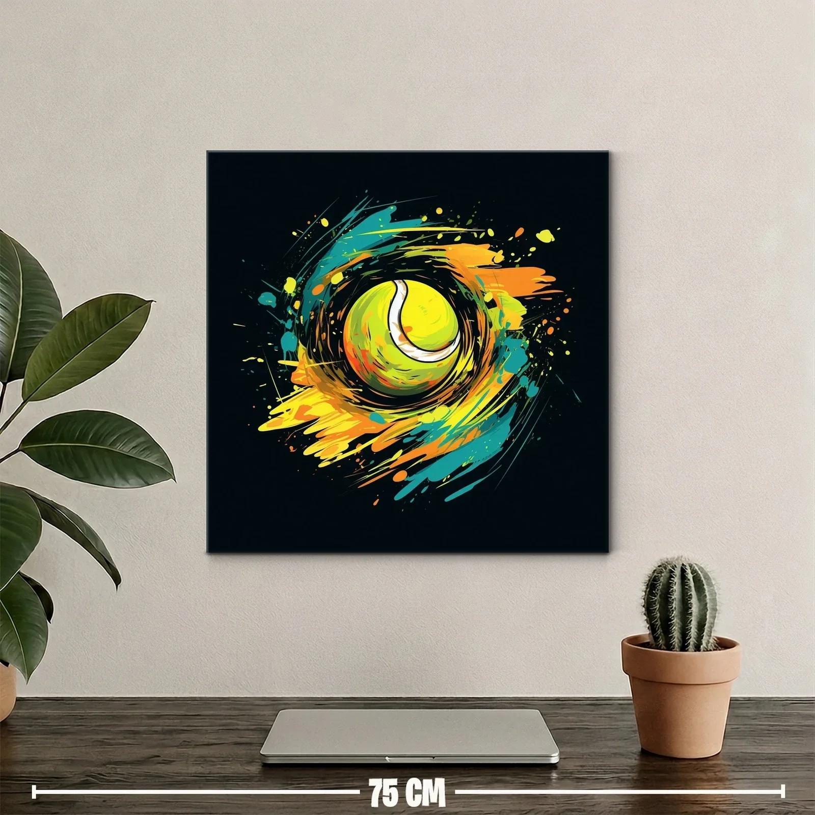 Cuadro vibrante con pelota de tenis en movimiento explosivo — miniatura 2