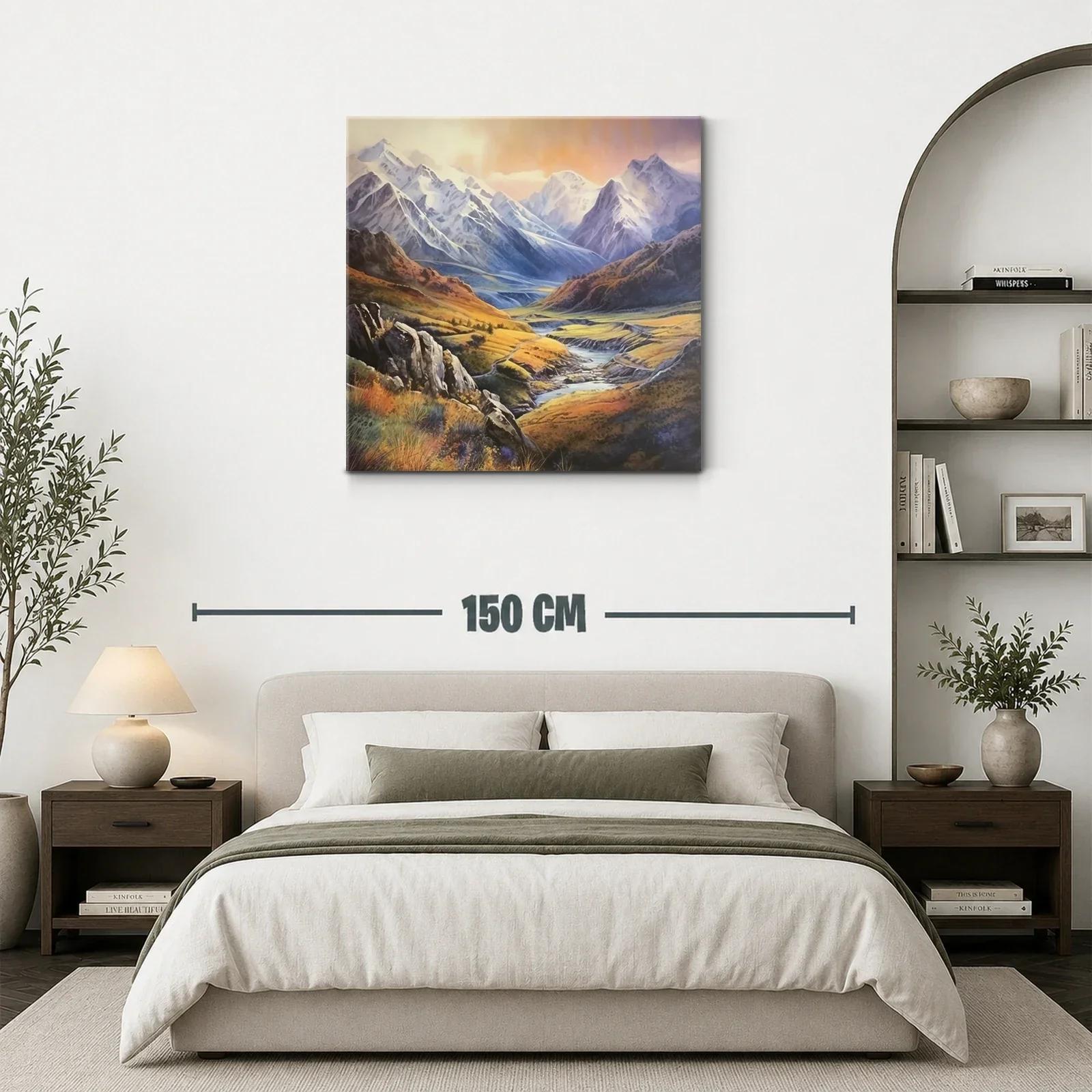 Paisaje de montaña con río en tonos otoñales y cielo al atardecer — miniatura 3