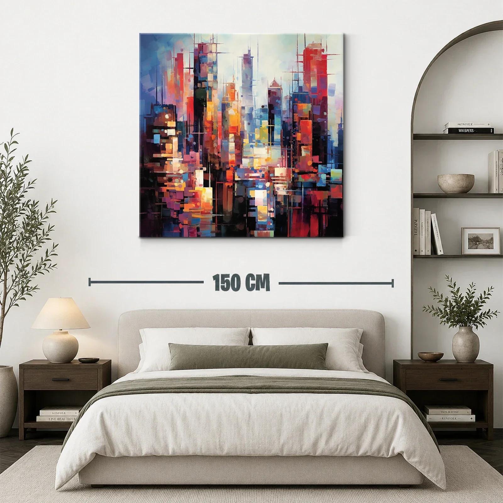 Ciudad vibrante con tonos cálidos y fríos contrastantes — miniatura 3