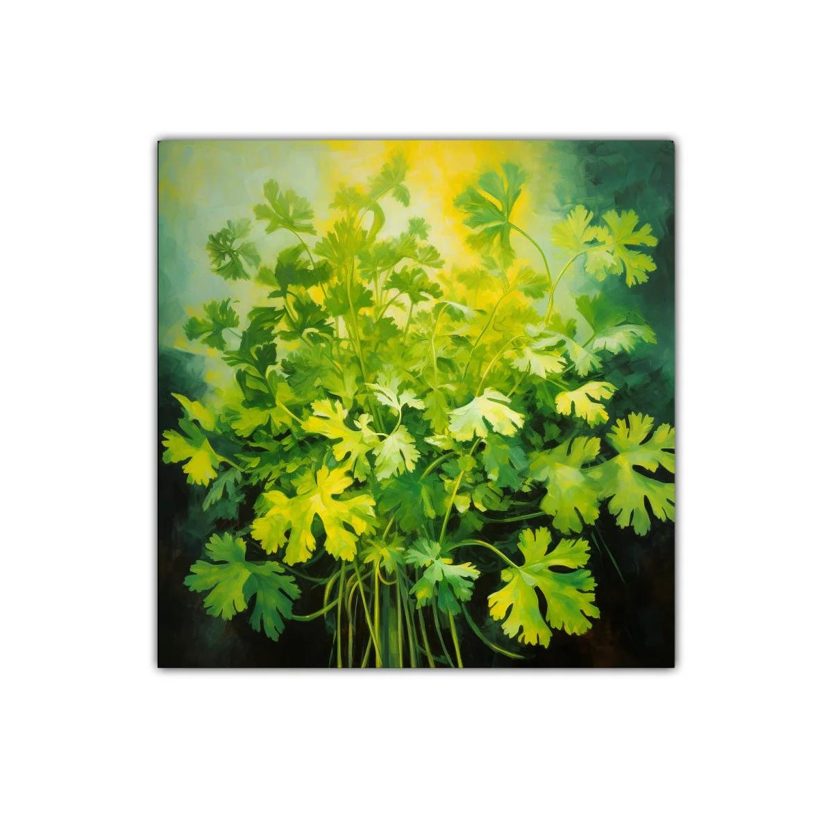 Cuadro decorativo con vibrante ramo de hojas verdes y amarillas — imagen principal