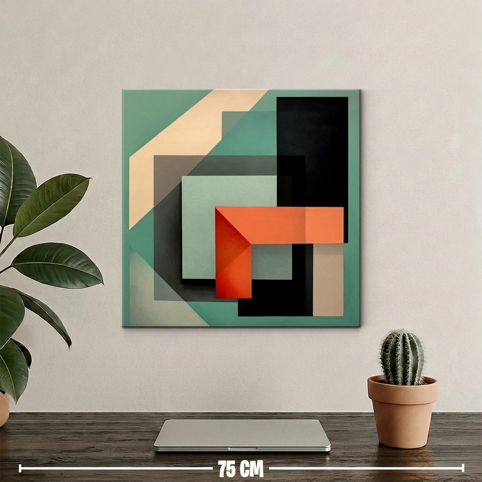 Composición geométrica en tonos cálidos y verdes — miniatura 2