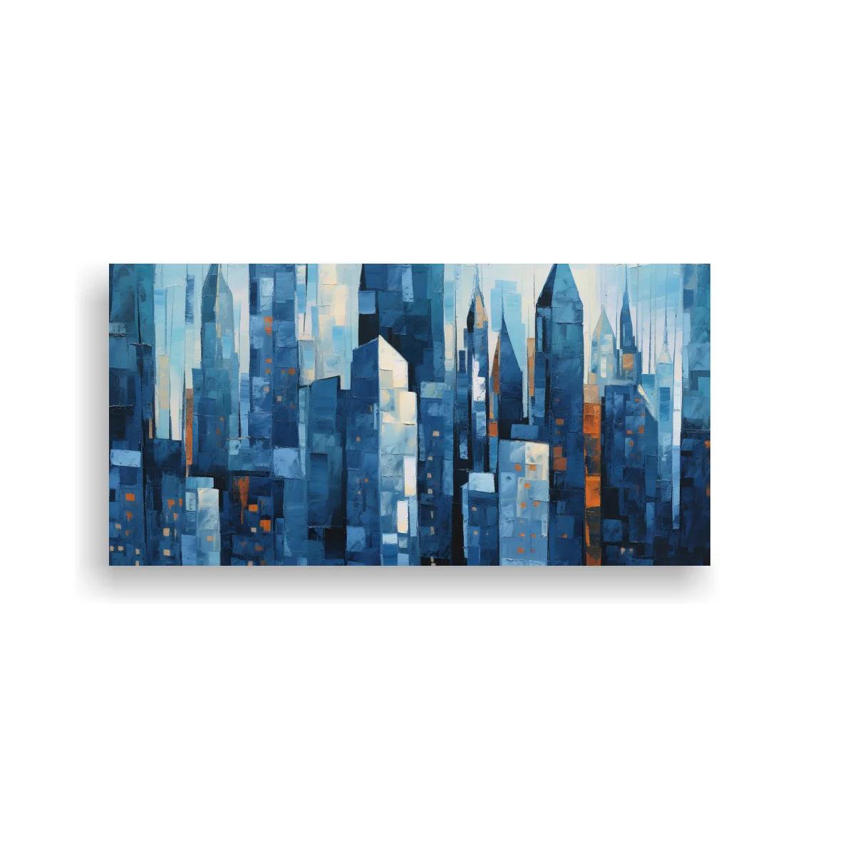 Cuadro skyline urbano con rascacielos estrechos