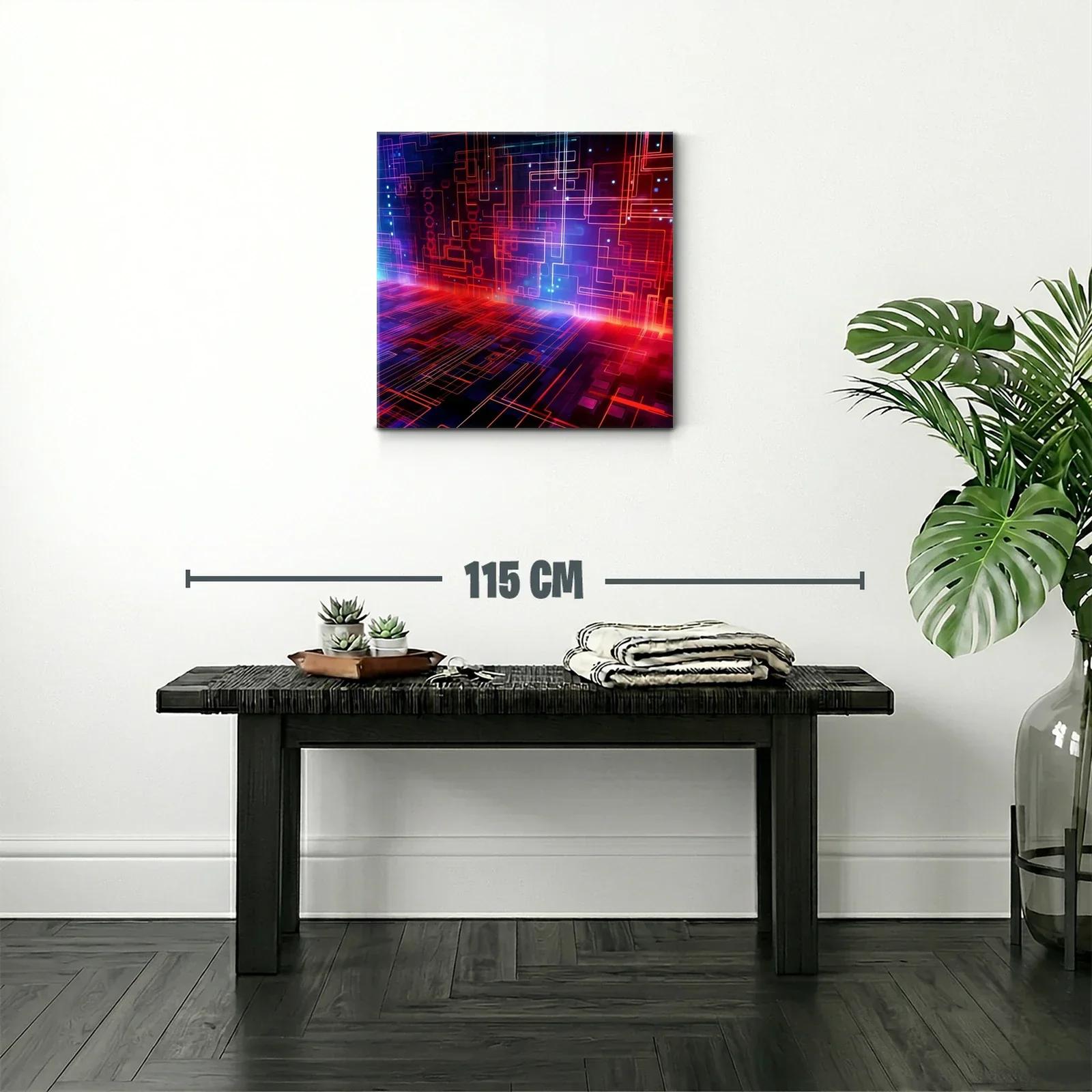 Composición abstracta de líneas luminosas en tonos cálidos y fríos — miniatura 2