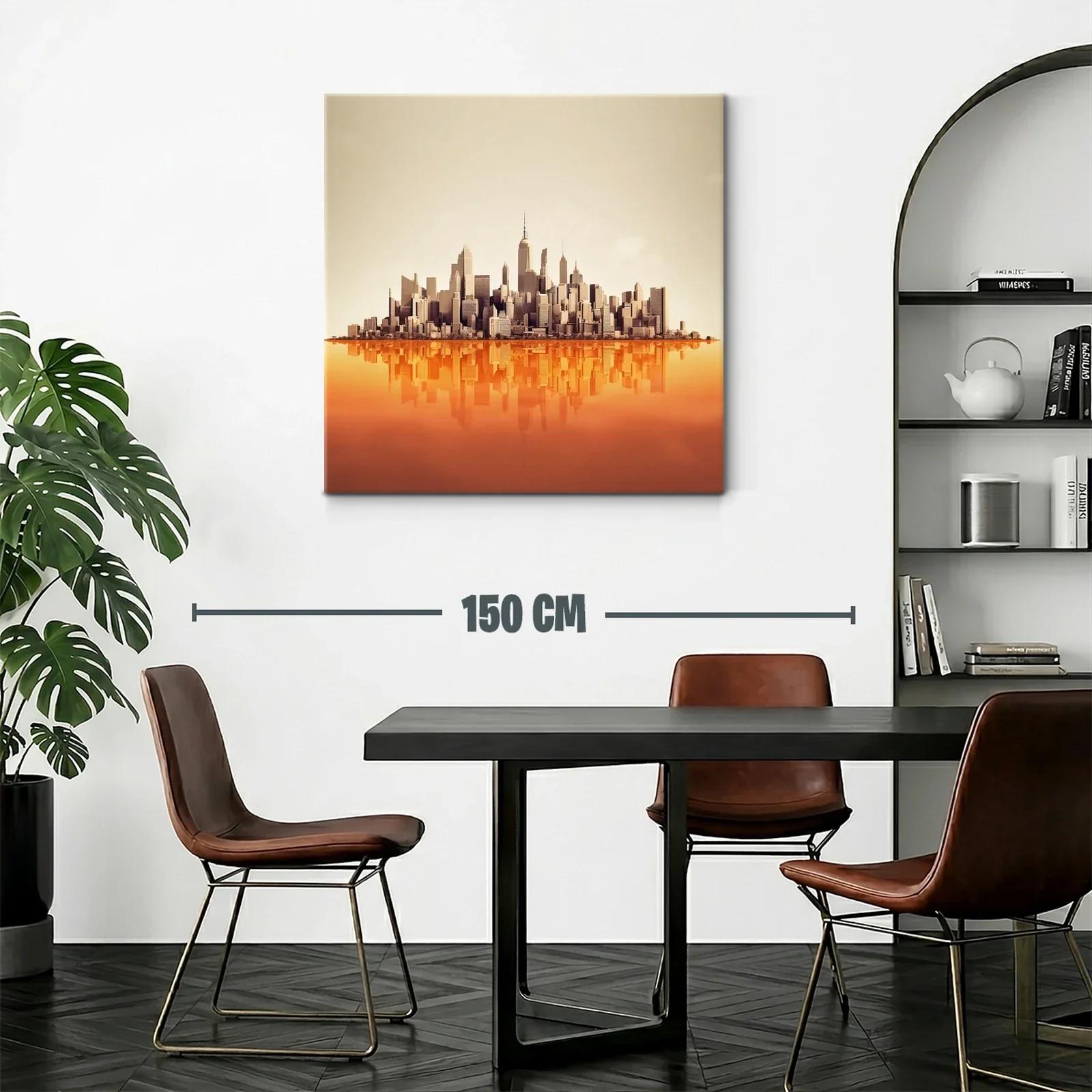 Ciudad moderna con reflejo en tonos cálidos — miniatura 2