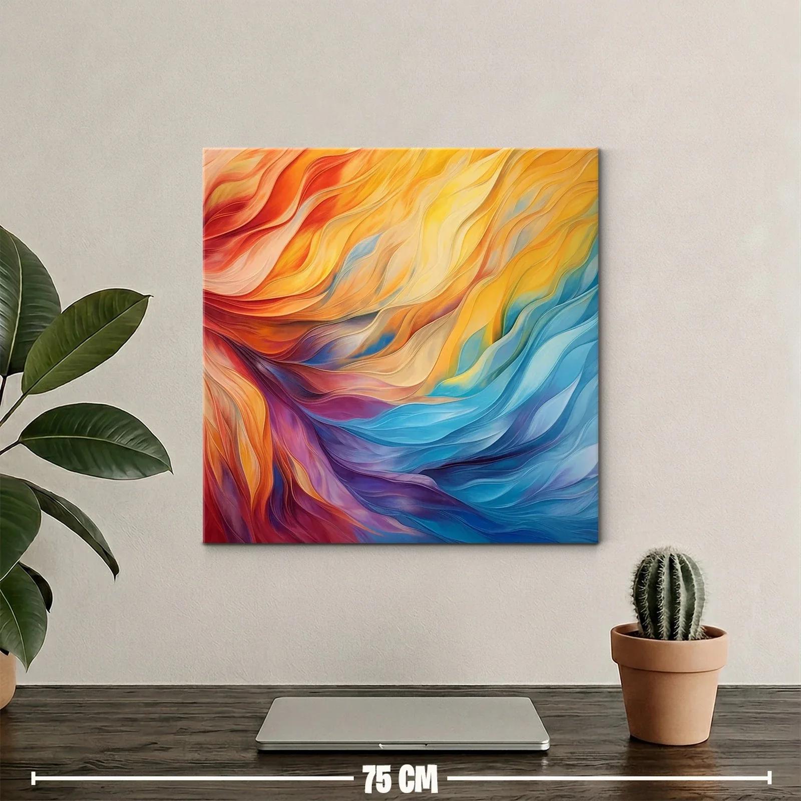 Cuadro abstracto en vibrantes tonos cálidos y fríos — miniatura 2