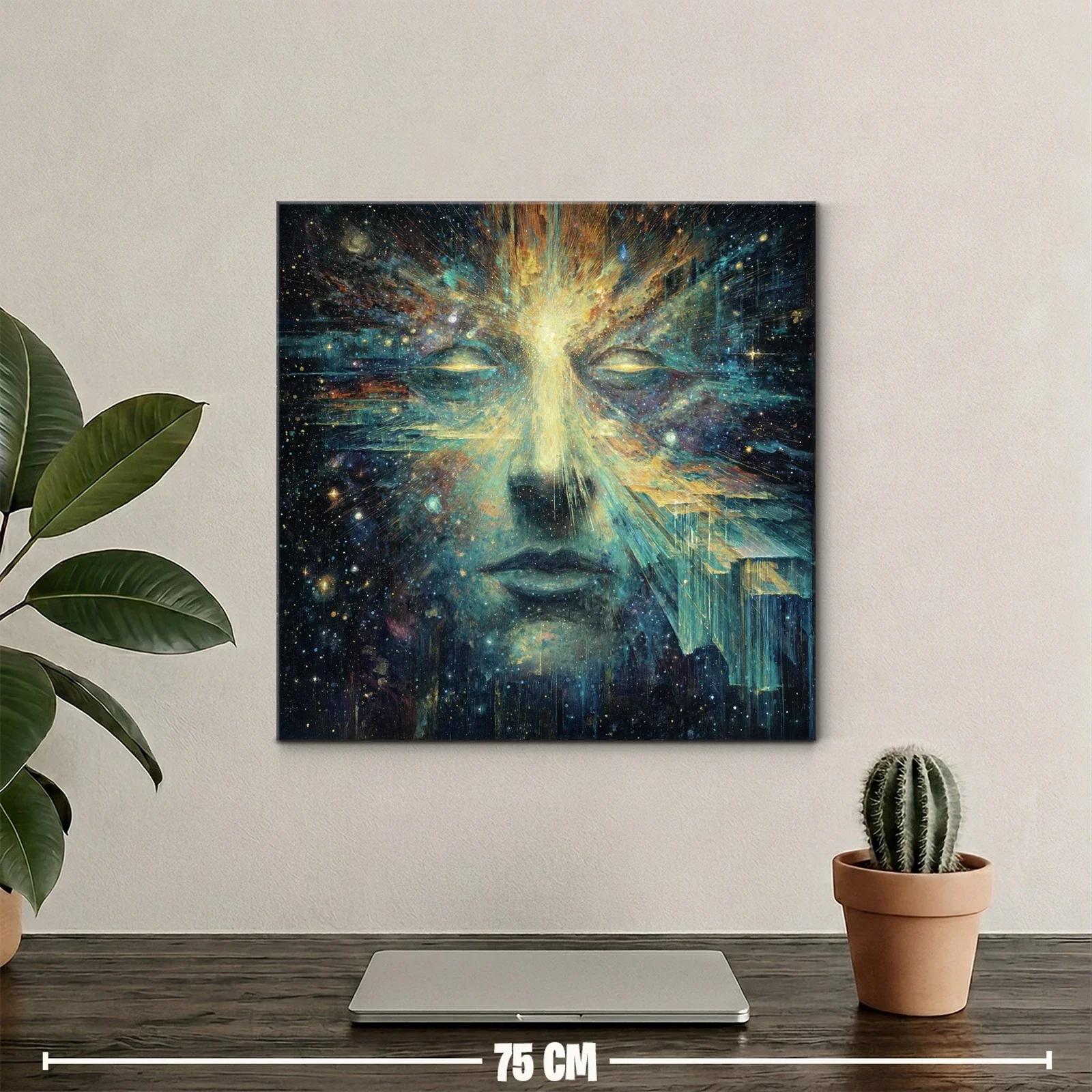 Rostro cósmico con energía luminosa y fractales celestes — miniatura 2