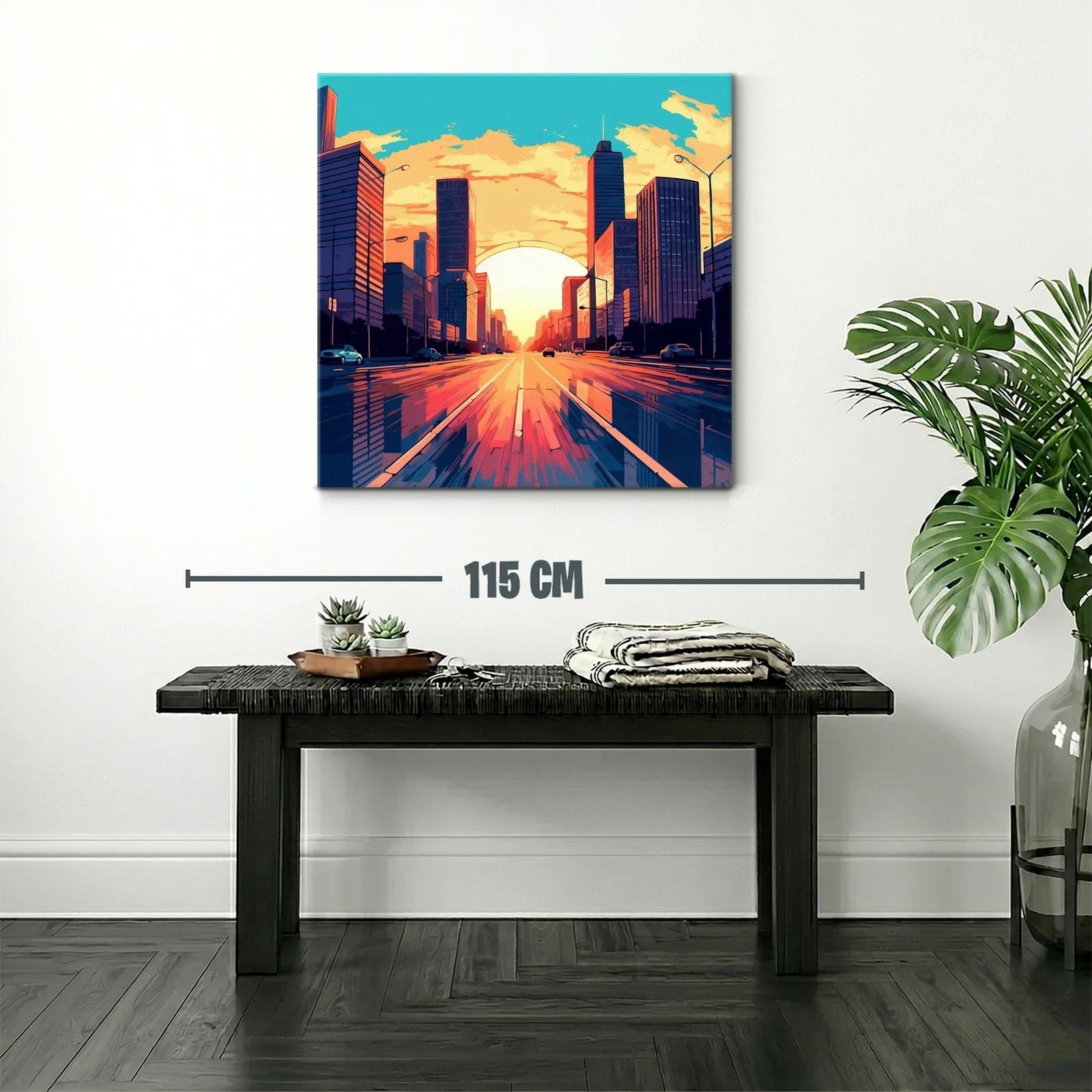 Atardecer urbano con reflejos vibrantes en la ciudad — miniatura 2