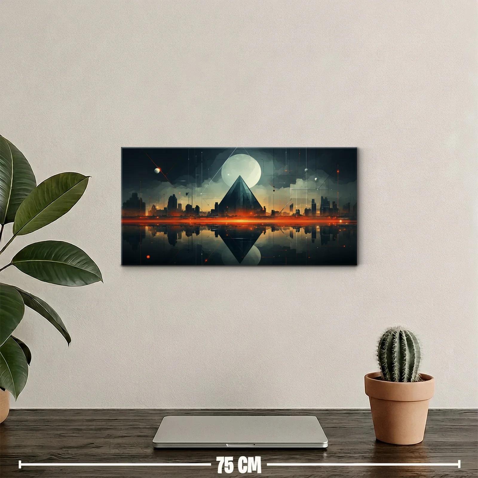 Cuadro pirámide con luna llena y reflejo especular — miniatura 2