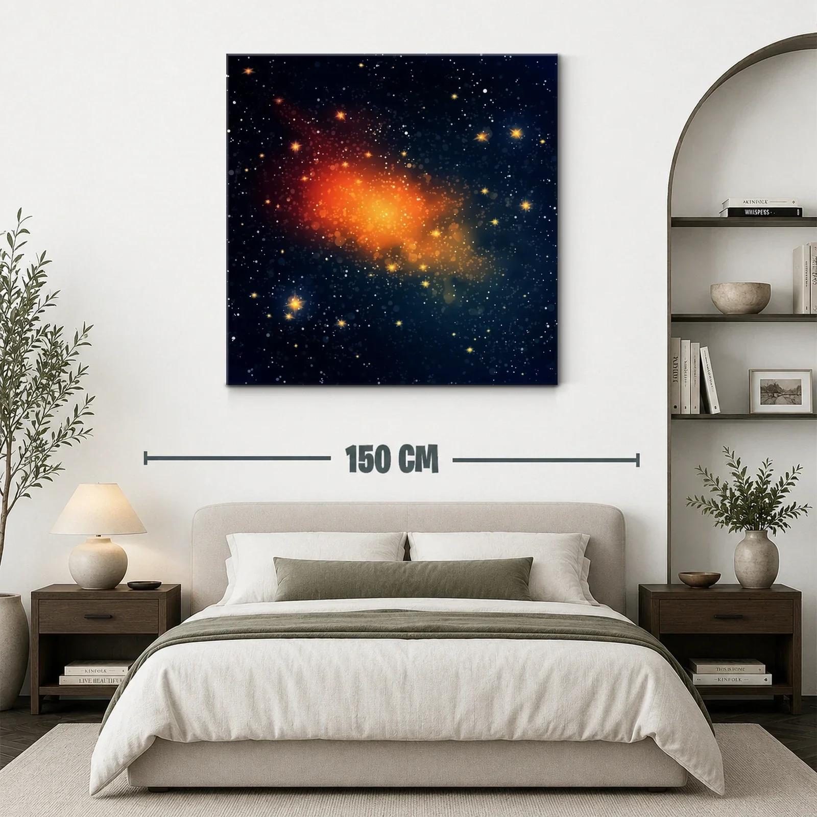 Cuadro abstracto con efecto estelar y tonos cálidos — miniatura 3
