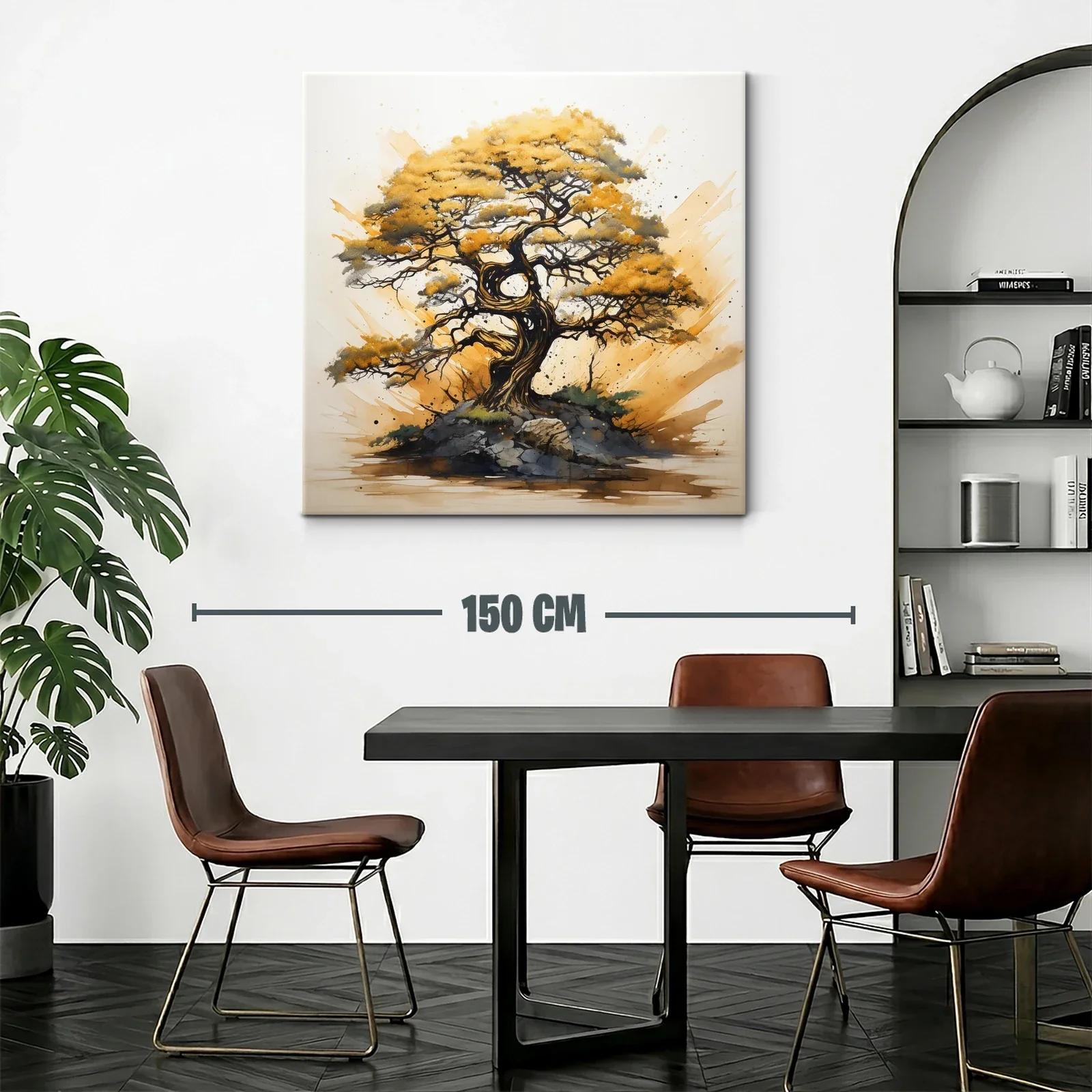 Árbol dorado entre rocas con ambiente natural y sereno — miniatura 2