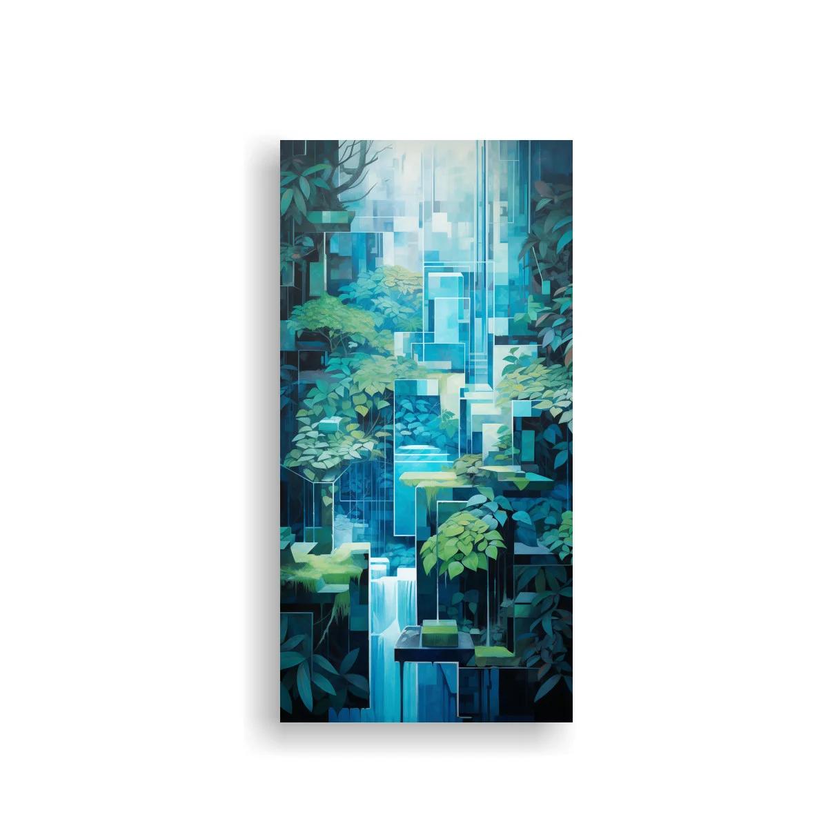 Cuadro cascada tropical con bloques geométricos — imagen principal
