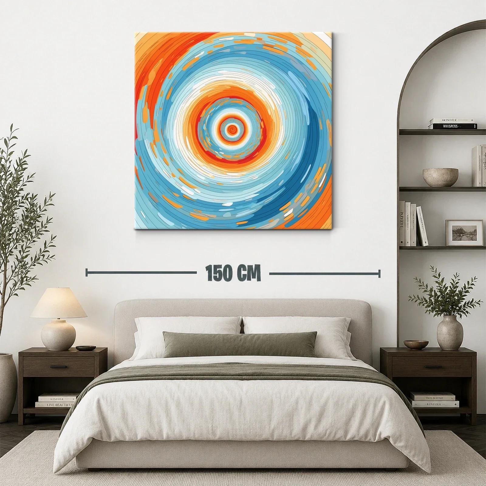 Cuadro abstracto con círculos concéntricos vibrantes — miniatura 3