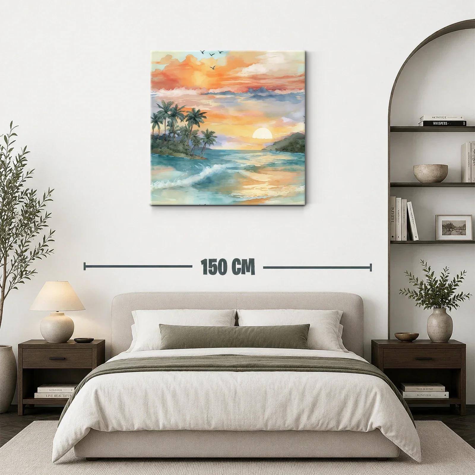 Atardecer tropical con palmeras y mar en calma — miniatura 3