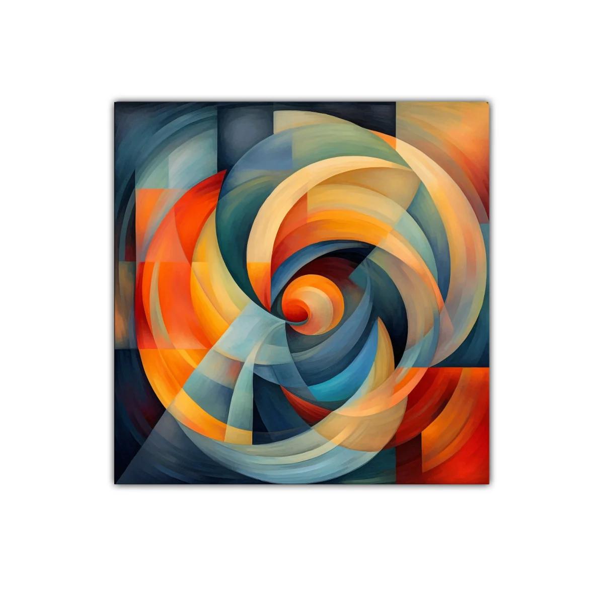Cuadro abstracto con formas curvas y colores cálidos — imagen principal
