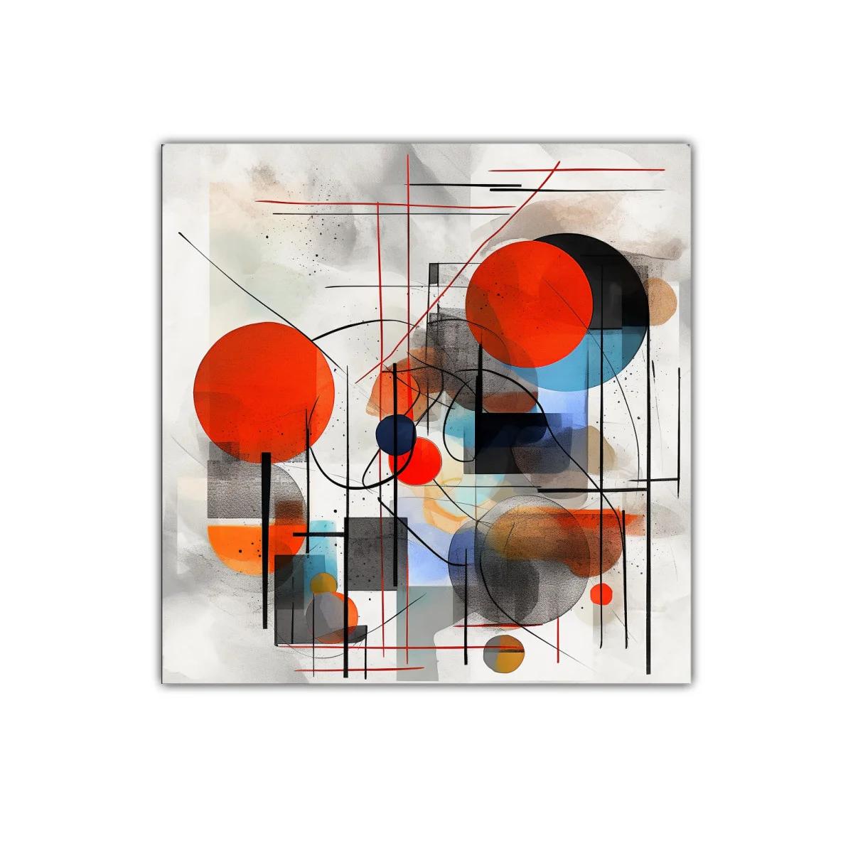 Composición abstracta con círculos en tonos vibrantes y líneas — imagen principal