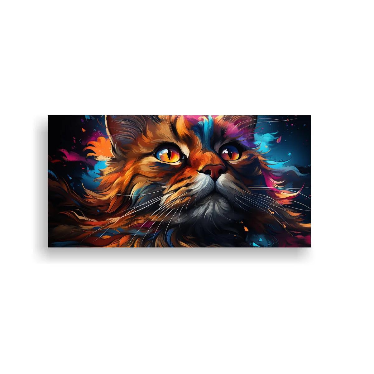 Cuadro gato de pelo largo con salpicaduras de color — imagen principal