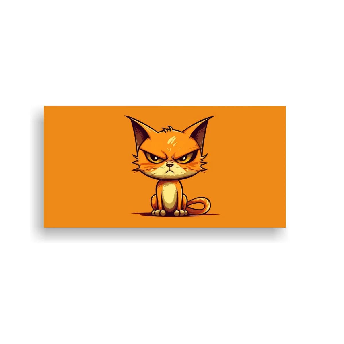 Cuadro gato naranja enojado con cola enrollada