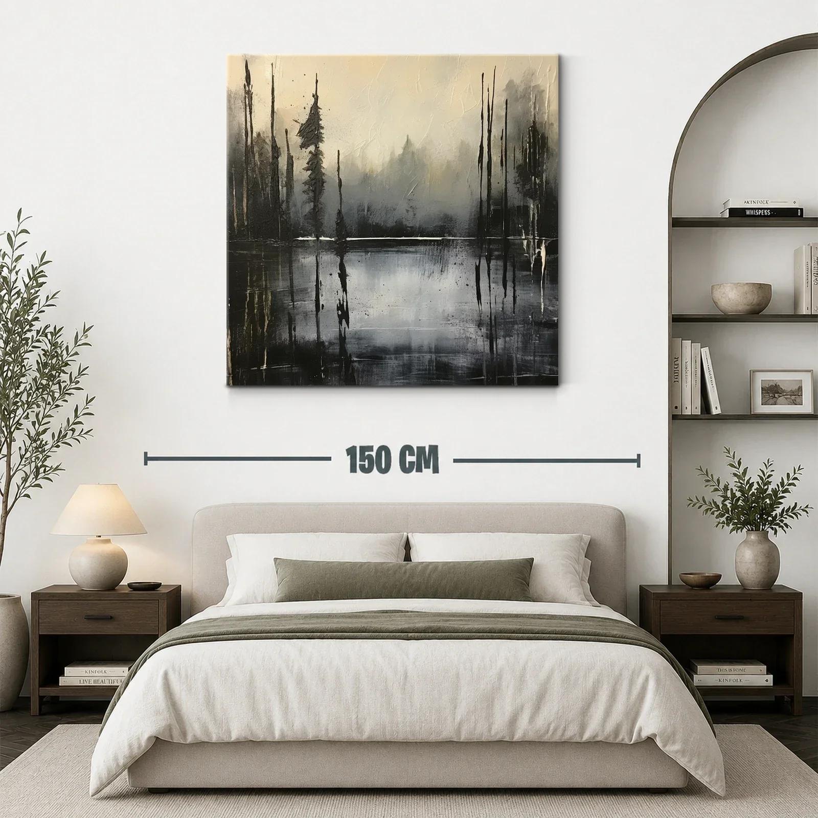Paisaje abstracto en tonos grises y negros con reflejos — miniatura 3
