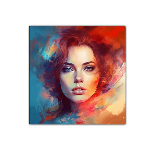 Retrato femenino vibrante con pinceladas coloridas