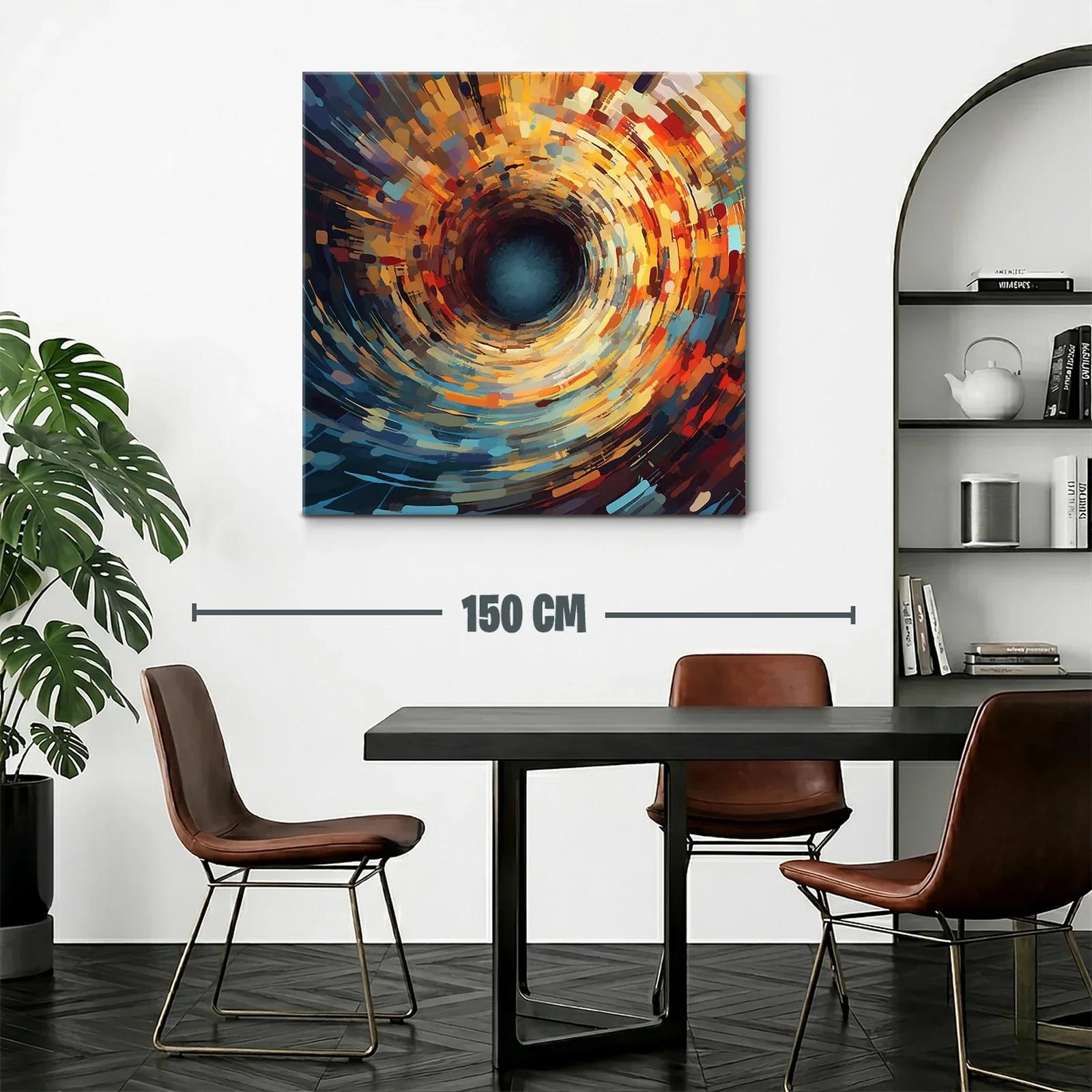 Cuadro abstracto de remolino en tonos cálidos y fríos — miniatura 2