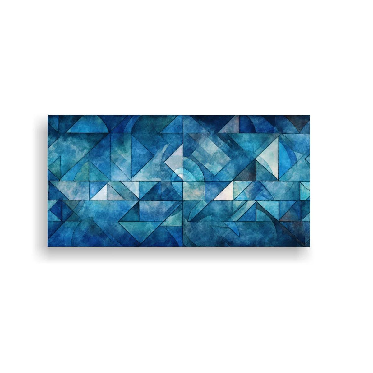 Cuadro de triángulos azules con planos semitransparentes